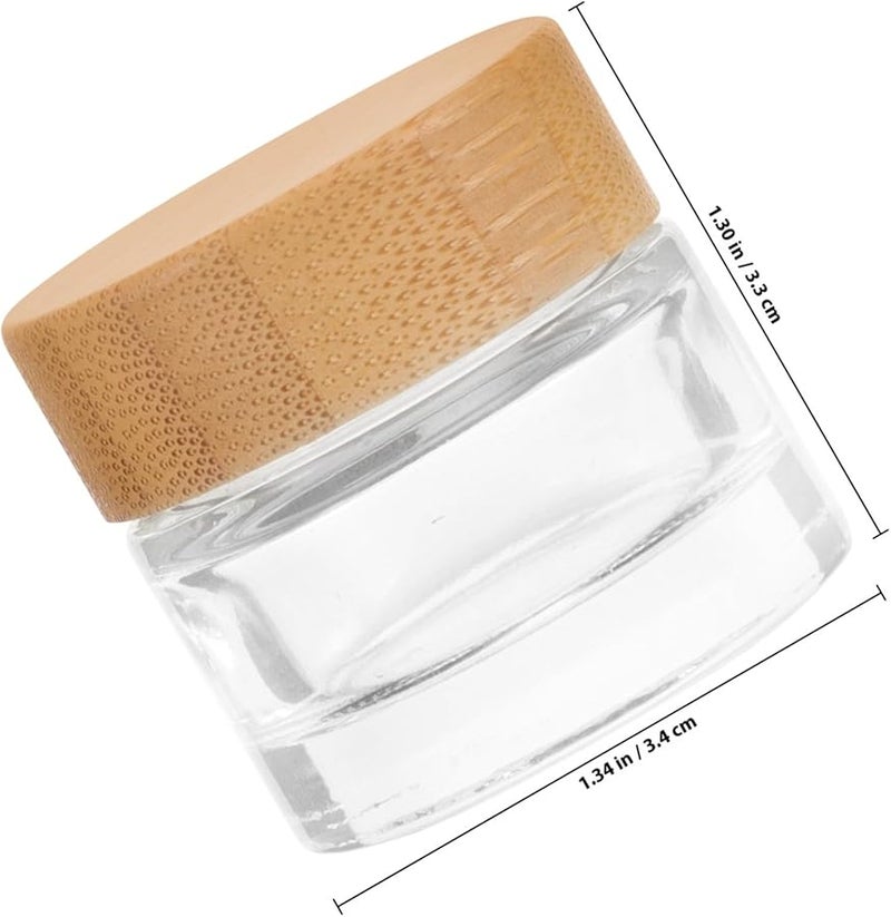 10g Glass Jars with Wood Lids Refillable Cosmetic Containers for Creams Lotions Travel Friendly - Image 2